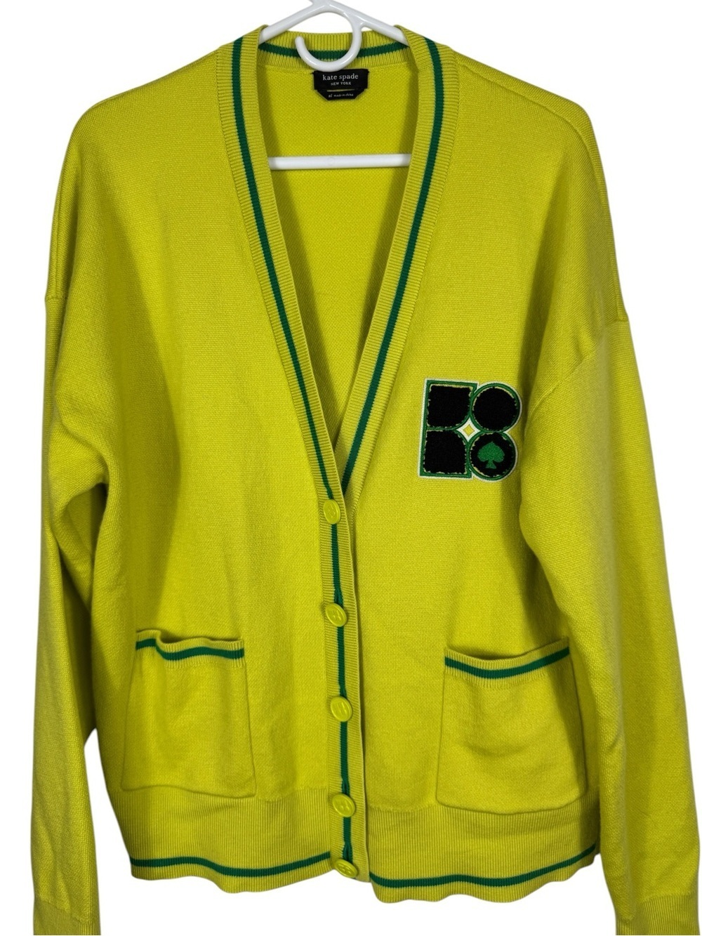 Kate Spade 100% Wool Noel Cardigan, Wasabi, Size XL - Picture 8 of 14